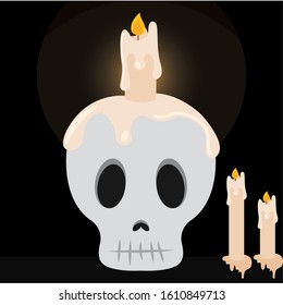 Candle on a skull - Vector illustration design