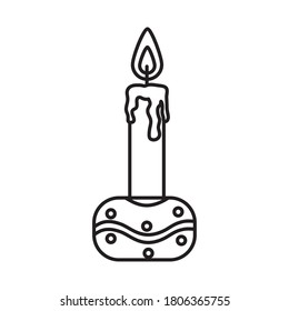 candle on stand icon over white background, line style, vector illustration