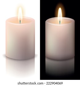 candle on white and black backgrounds