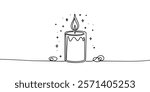 Candle, one continuous line drawing. Isolated on white background. Vector minimalist style