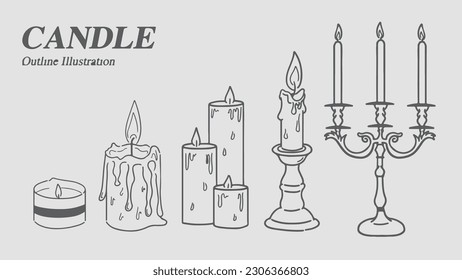 Candle Outline Art Vector Pack