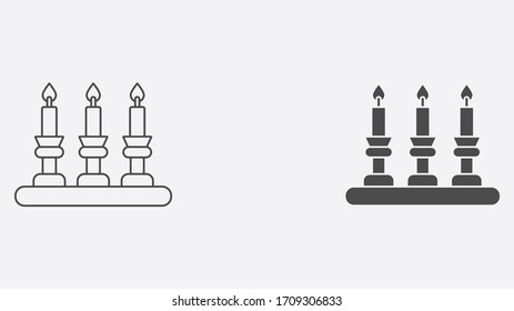 Candle outline and filled vector icon sign symbol