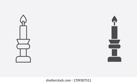 Candle outline and filled vector icon sign symbol