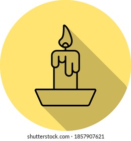 Candle outline icon in long shadow style