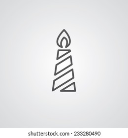 candle outline thin symbol, dark on white background, logo editable, creative template 