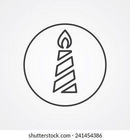candle outline thin symbol, dark on white background, logo editable, creative template 