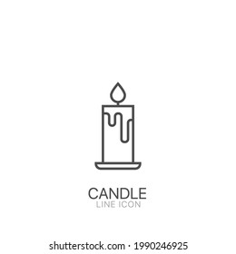 Candle outline vector icon. Editable stroke Candle with flame symbol pictogram