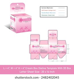 Candle Packaging box Size 4x4x4 inch dieline template, vector design