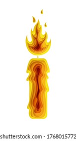 Candle in the paper style. Design for holiday cards and invitations. Vector illustration