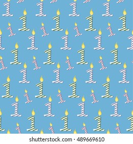 Candle pattern with number silhouette. Vector illustration. Can used for birthday