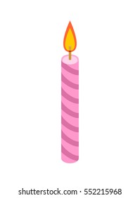 Candle pink for birthday cake. Accessory holiday pie