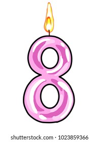 Candle Pink Eight Number Illustration Drawing Stock Vector (Royalty ...