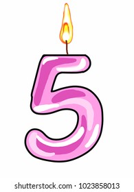 candle  pink five number illustration drawing