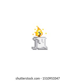 Candle pixel art icon. Element design for logo, stickers, web, embroidery and mobile app. Isolated vector illustration. 8-bit sprite.