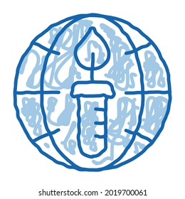Candle Planet Earth Problem sketch icon vector. Hand drawn blue doodle line art isolated symbol illustration