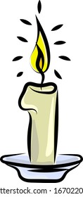 Vela en una placa, ilustración, vector sobre fondo blanco.