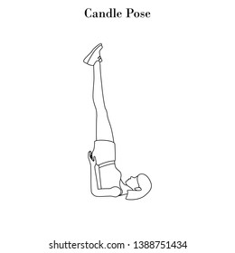 Candle pose exercise outline on the white background. Vector illustration