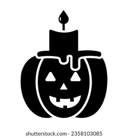 
Candle pumpkin,halloween decoration on white background,Happy Halloween decoration element,vector illustration

