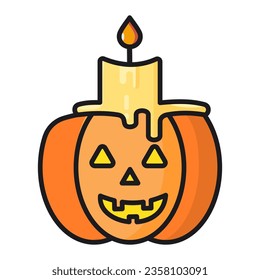 
Candle pumpkin,halloween decoration on white background,Happy Halloween decoration element,vector illustration
