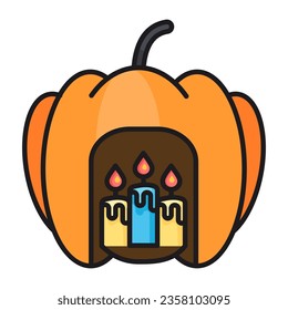 
Candle pumpkin,halloween decoration on white background,Happy Halloween decoration element,vector illustration
