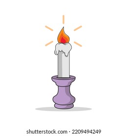 Candle purple holder isolated vector illustration. Winter and Christmas illustration