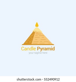 Candle Pyramid Logo Design Template. Flat Style