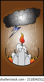 Candle and rain illustration. You can modify again for your needs.