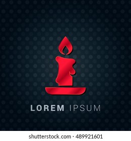 Candle Red chromium precious metallic 3D Icon / Logo Design