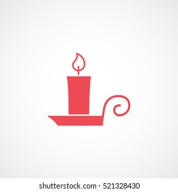 Candle Red Flat Icon On White Background