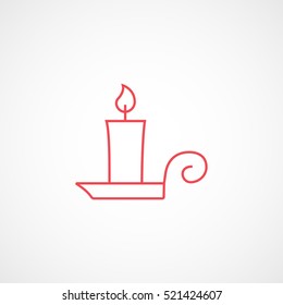 Candle Red Line Icon On White Background
