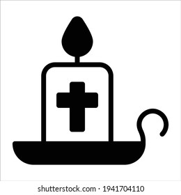candle, religious flat line icon  