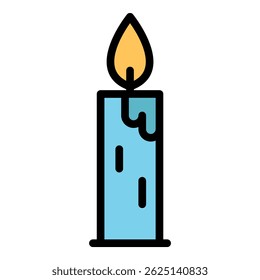 Candle of remembrance icon. Outline candle of remembrance vector icon color flat isolated