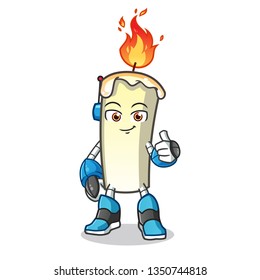 candle robot mode mascot vector cartoon illustration