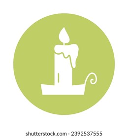 Candle Round Icon Vector Illustration Isolated on Transparent Background. Use for Xmas, Decoration, Greeting Card Etc.