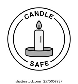 Candle Safe. Flame-Friendly, Clean Ingredients, Craft Compatibility Badge. Vector Editable Stroke Icon.