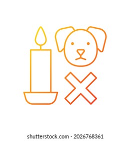 Kerzensicherheit für Haustiere Farbverlauf-Linear-Vektorsymbol Symbol. Halte dich vom Hund fern! Dünne Farbsymbole. Modernes Piktogramm. Vektor-einzelne Umrisszeichnung für Gebrauchsanweisungen