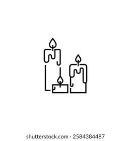 Candle set icon in black and white vector