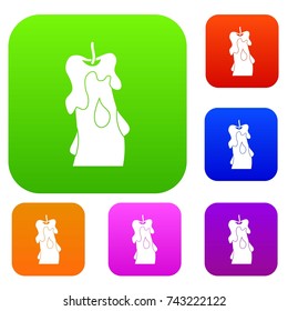  Candle set icon color in flat style isolated on white. Collection sings vector illustration