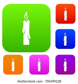 Candle set icon in different colors isolated vector illustration. Premium collection