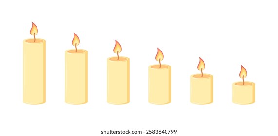 Candle set icons. Flat style. Vector icons.