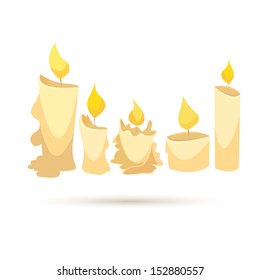 Candle set isolated on a white, vector illustration