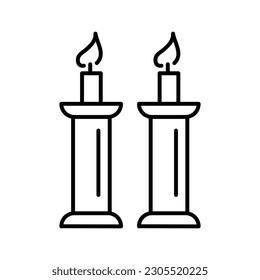 Candle, Shabbat Judaism icon. vector liner Candle icon illustration on white background..eps