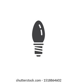 Candle shape lamp vector icon. filled flat sign for mobile concept and web design. Light bulb glyph icon. Symbol, logo illustration. Vector graphics