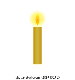 Candle sign. Burning fire. Flame icon. Church symbol. Holiday decor. Memory symbol. Vector illustration. Stock image. 