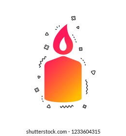 Candle sign icon. Fire symbol. Colorful geometric shapes. Gradient candle icon design.  Vector