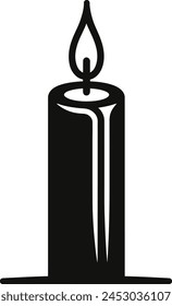 Candle silhouette in black color. Laser cutting eps10 vector template.