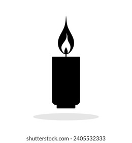 Candle silhouette. Black candle icon. Vector illustration.