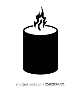 Candle Silhouette. Black and White Icon Design Elements on Isolated White Background