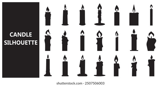 candle silhouette flat vector collection