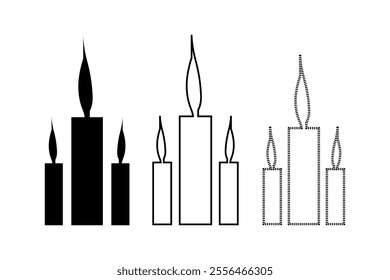 Candle Silhouette  Icon Vector  Set On white Background